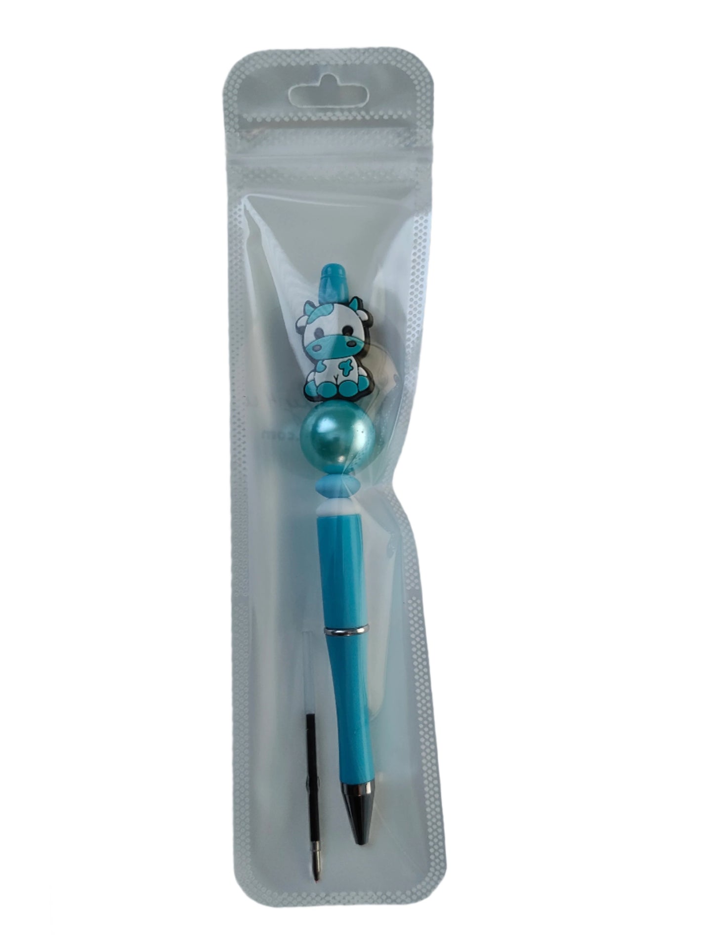 Pen - Cow silicon beaded acrylic pen (black ink)