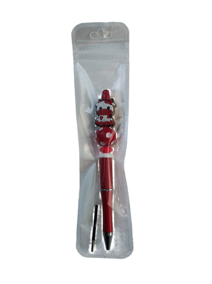 Pen - Cow silicon beaded acrylic pen (black ink)