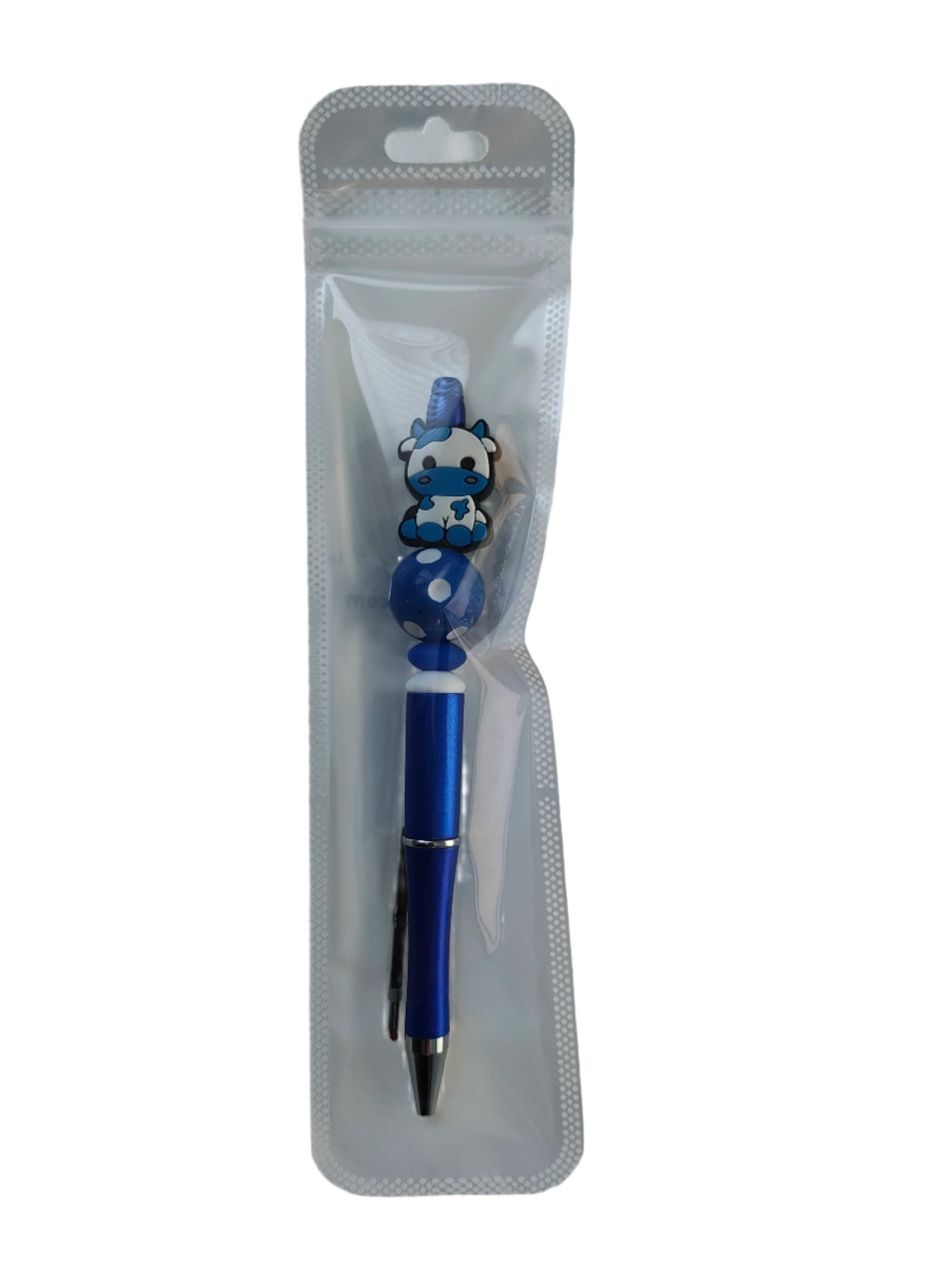 Pen - Cow silicon beaded acrylic pen (black ink)