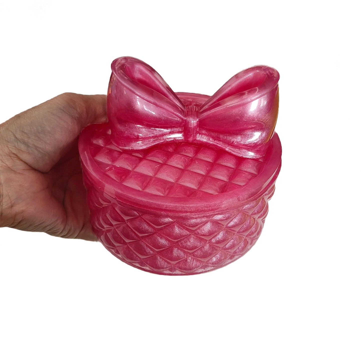 Knickknack - Resin round trinket box with bow lid