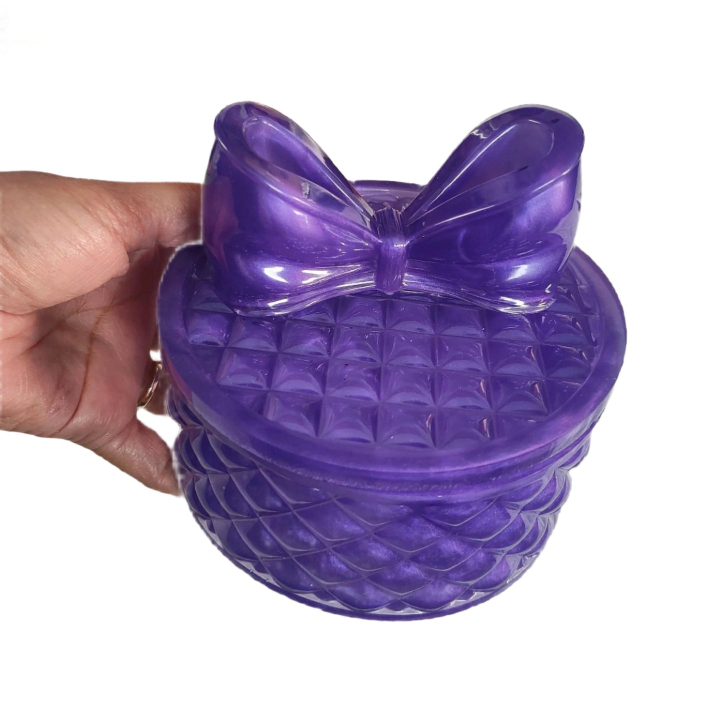 Knickknack - Resin round trinket box with bow lid