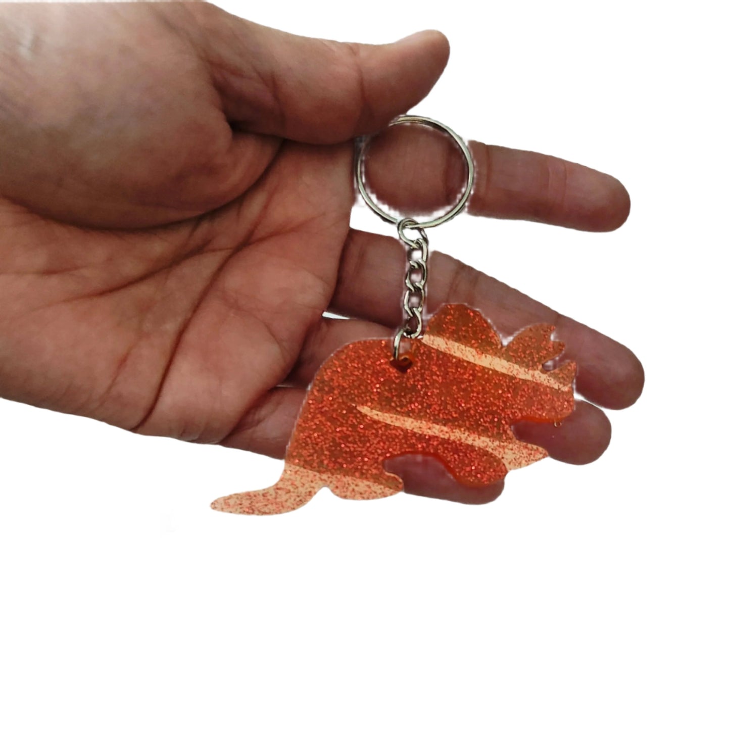 Keychain - Triceratops resin dinosaur