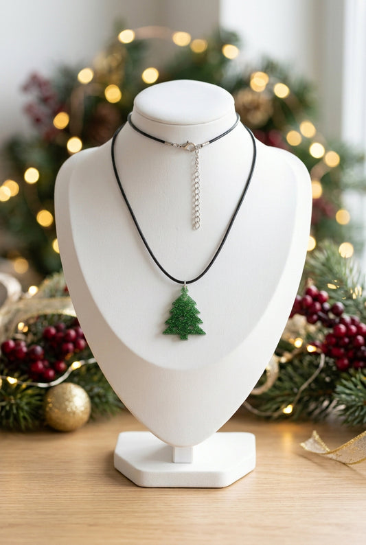 Necklace - 18 inches 0.5 mm black polyester cord with resin holiday pendant