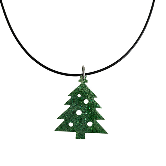 Necklace - 18 inches 0.5 mm black polyester cord with resin holiday pendant