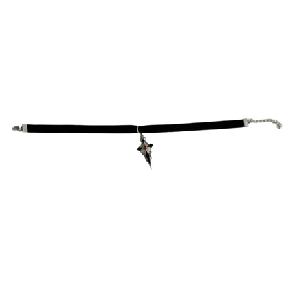 Necklace - Choker black velvet ribbon with  a Gothic silver cross charm