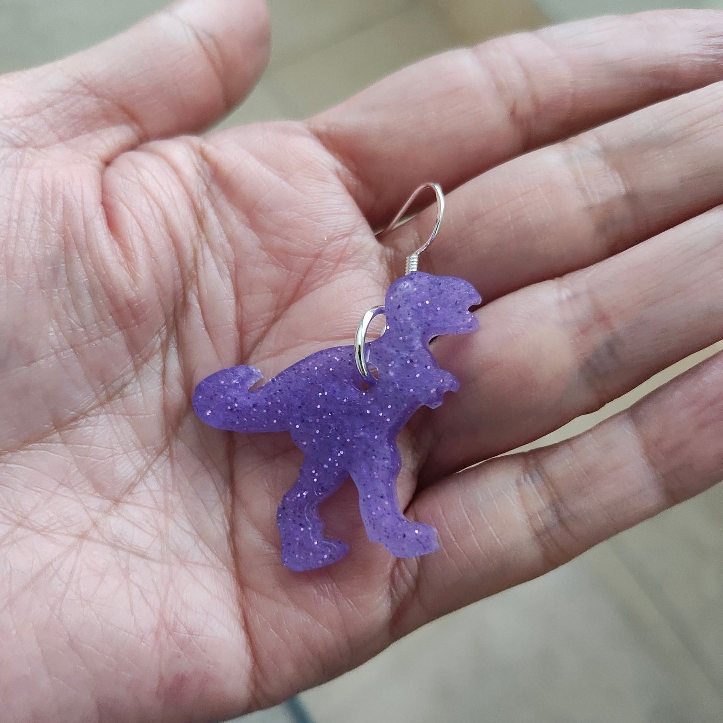 Earrings - Resin dinosaur on hook