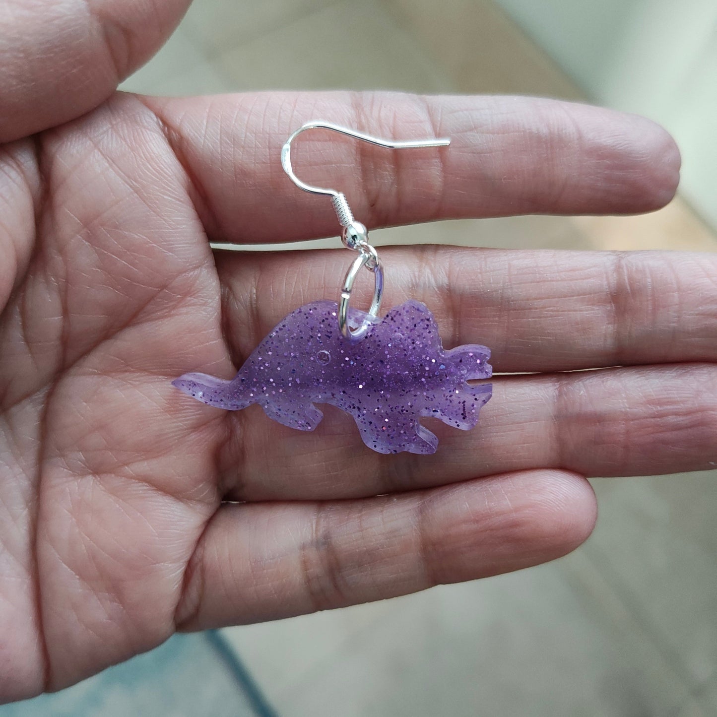 Earrings - Resin dinosaur on hook