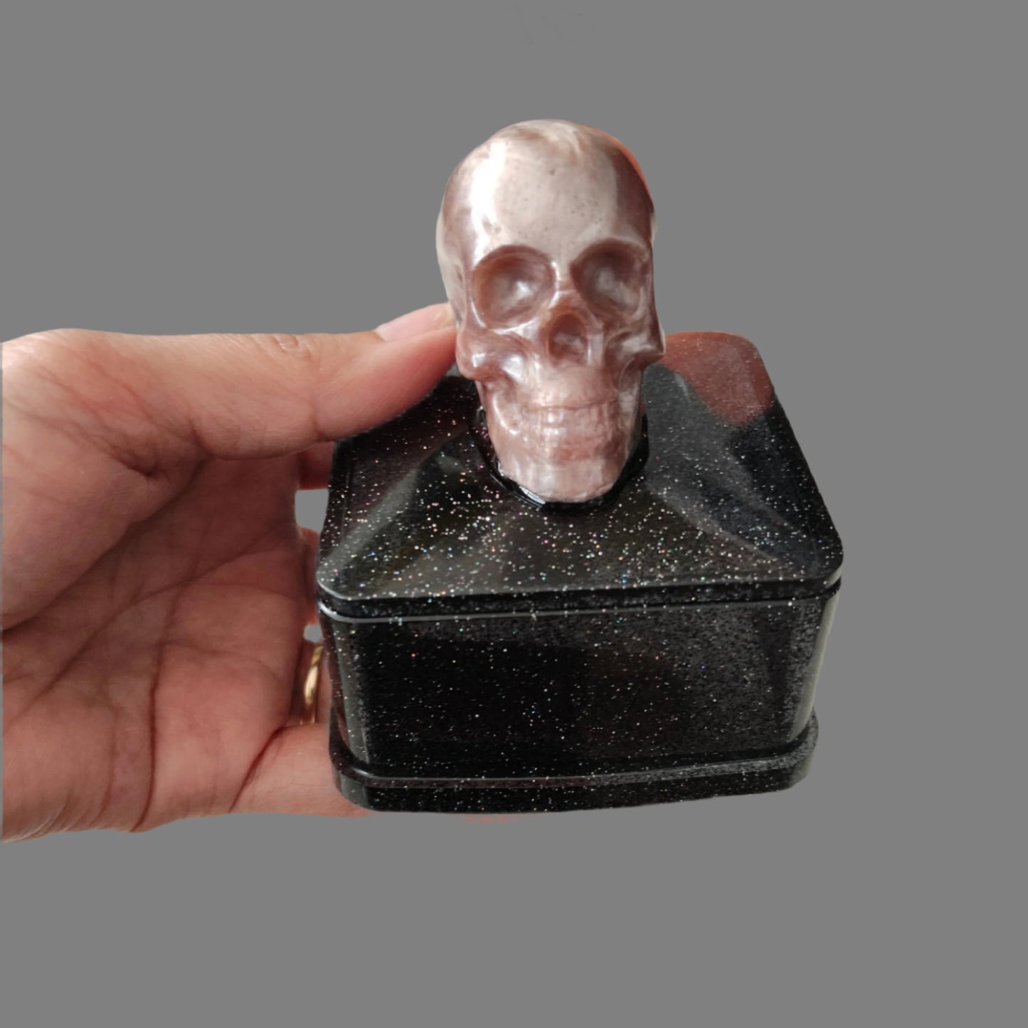 Knickknack - Resin square trinket box with skull lid