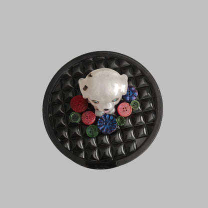 Knickknack - Resin round jewelry/trinket box with dalmatian lid