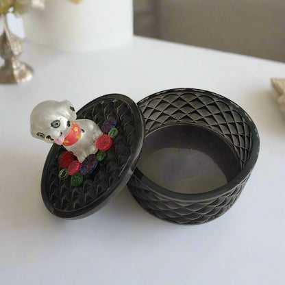Knickknack - Resin round jewelry/trinket box with dalmatian lid