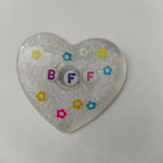 Pin - 3D resin heart pin with silver butterfly clutch