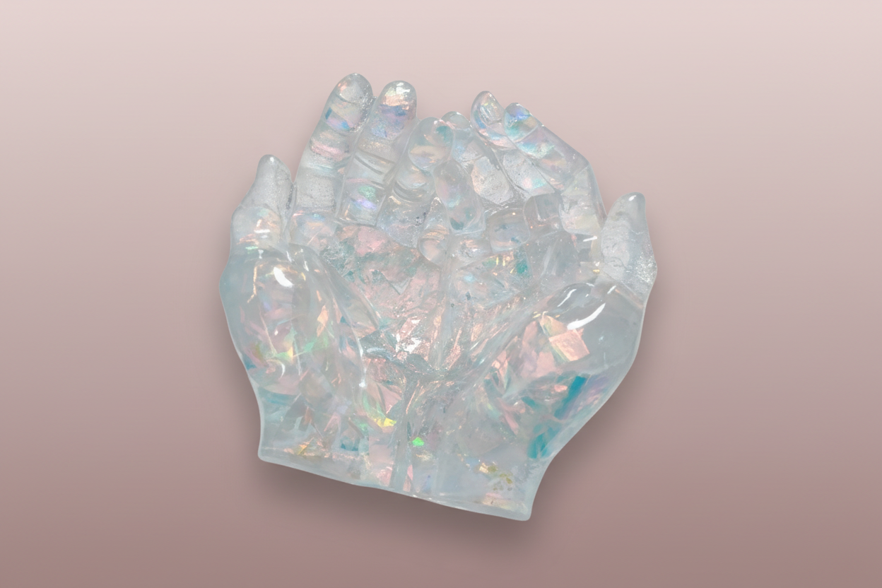 Resin Hands trinket holder! Made from durable resin, this unique dish features intricately crafted hands to hold your small treasures.