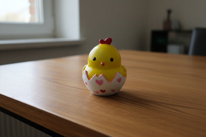 "Love Hatch" Resin Chick Figurine – Hand-Painted Ceramic-Style Knickknack