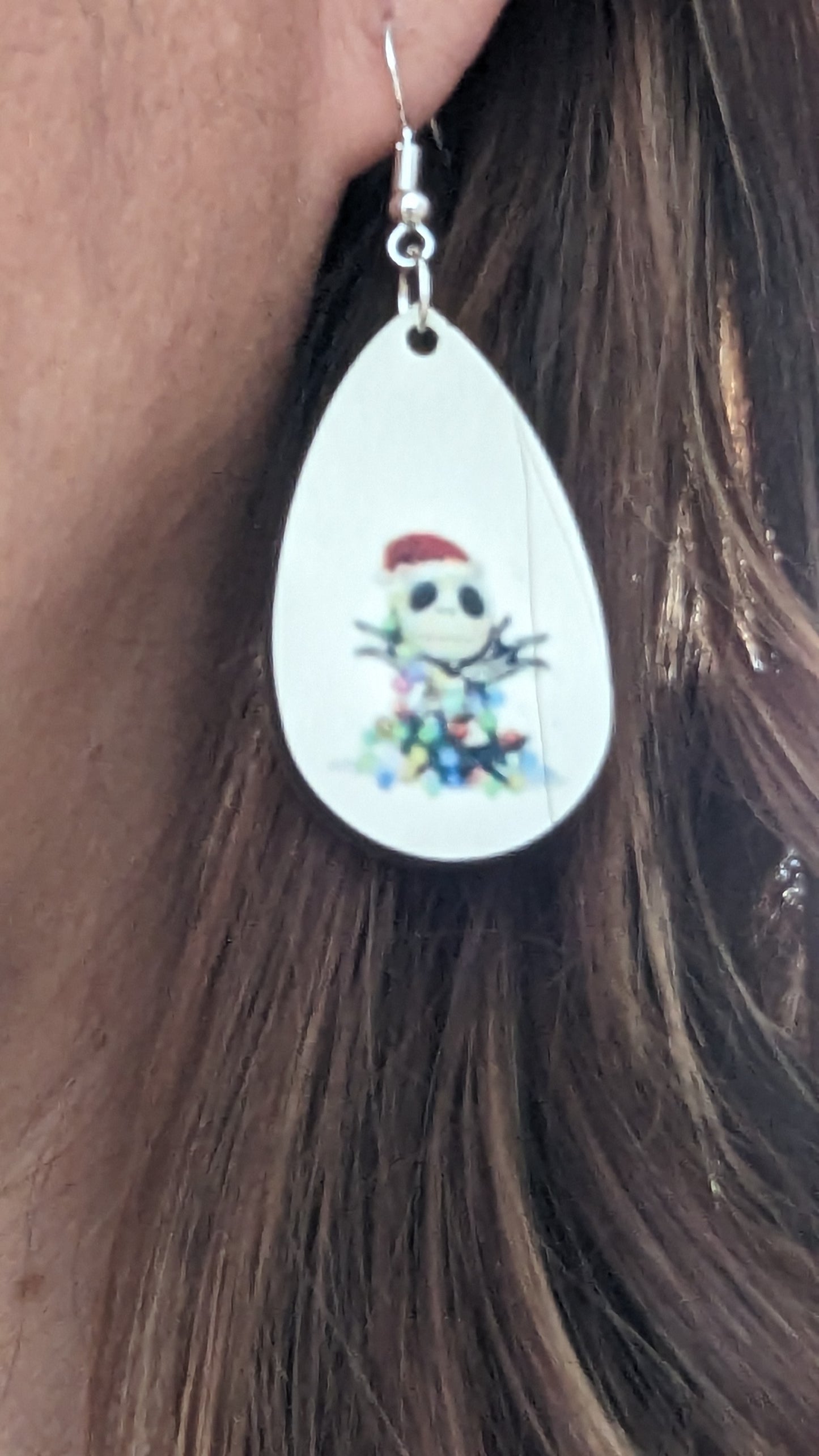 Earrings - Double sided sublimated Christmas Jack on silver hook