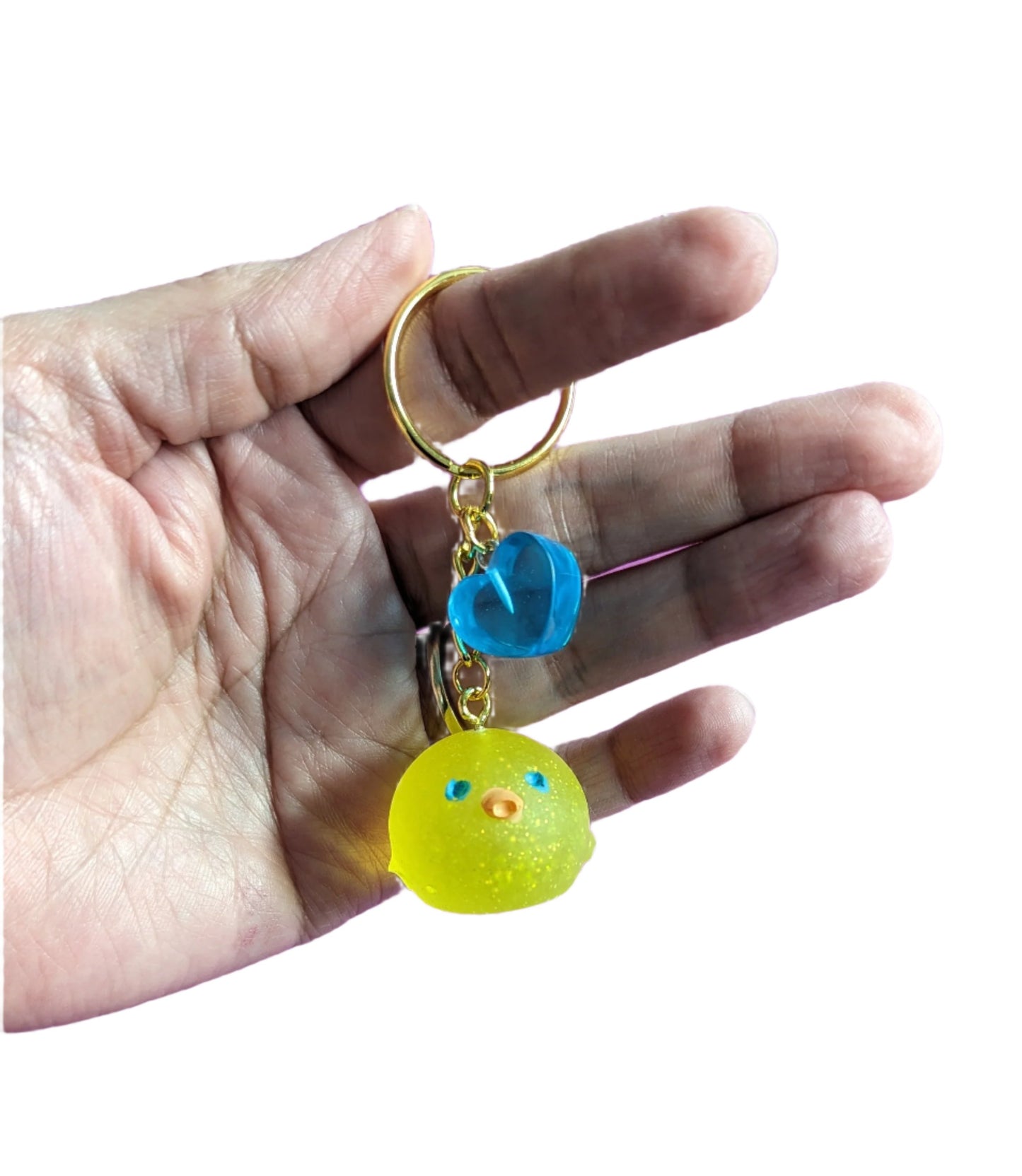 Keychain - Resin 3D chick with heart charm