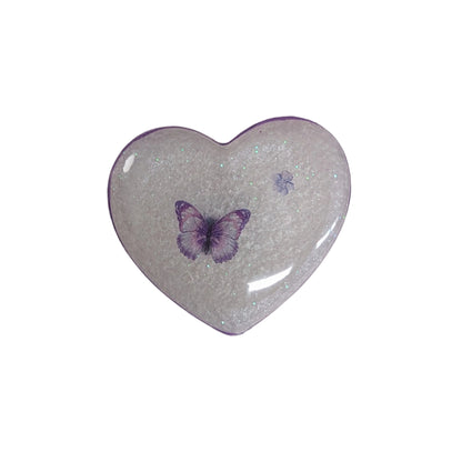 Pin - 3D resin heart pin with silver butterfly clutch