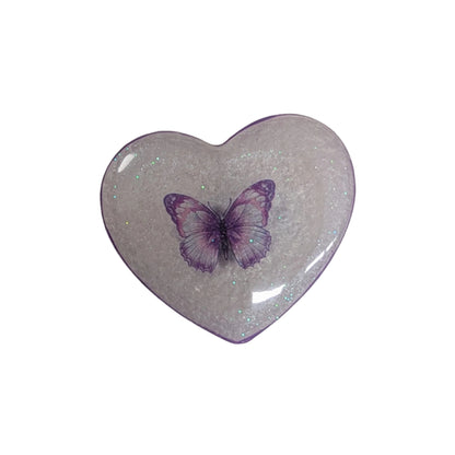 Pin - 3D resin heart pin with silver butterfly clutch