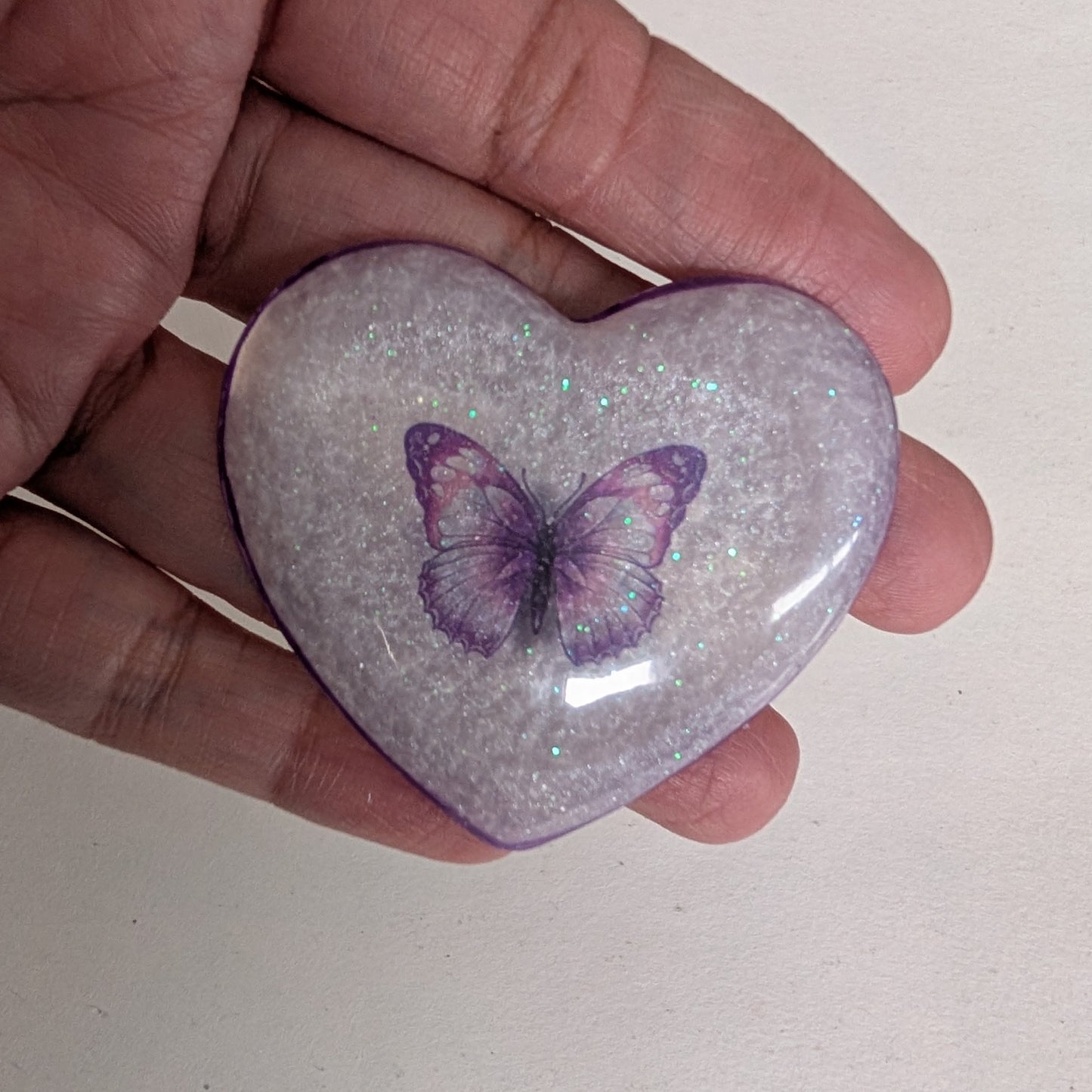 Pin - 3D resin heart pin with silver butterfly clutch