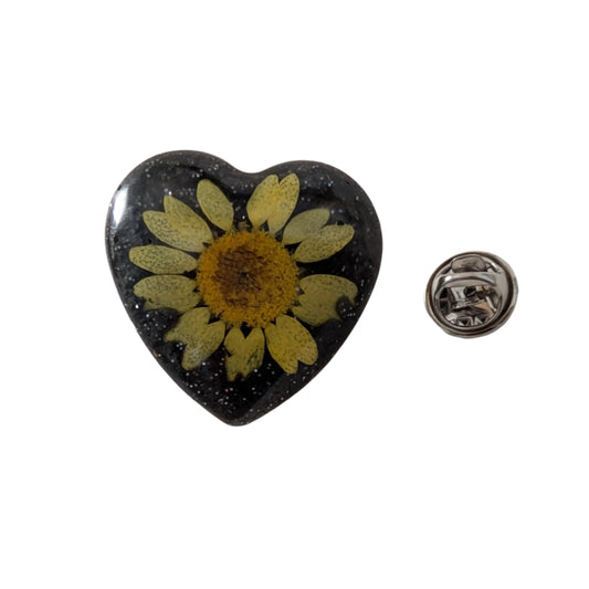 Pin - 3D large dried flower resin pin with silver butterfly clutch