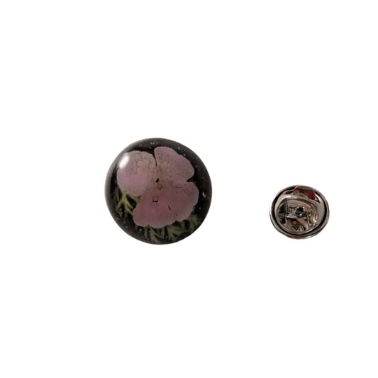 Pin - 3D small dried flower resin pin with silver butterfly clutch