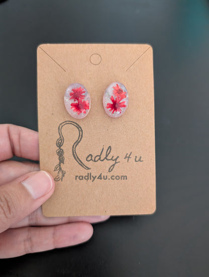 Earrings - 3D Dried flowers Resin on post