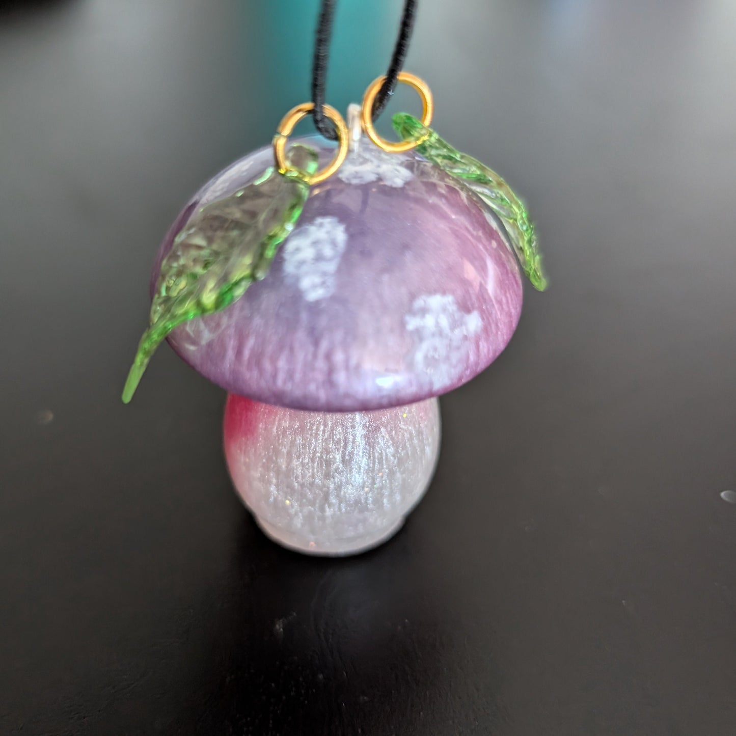 Car Ornaments - Resin mushroom A with acrylic leafs