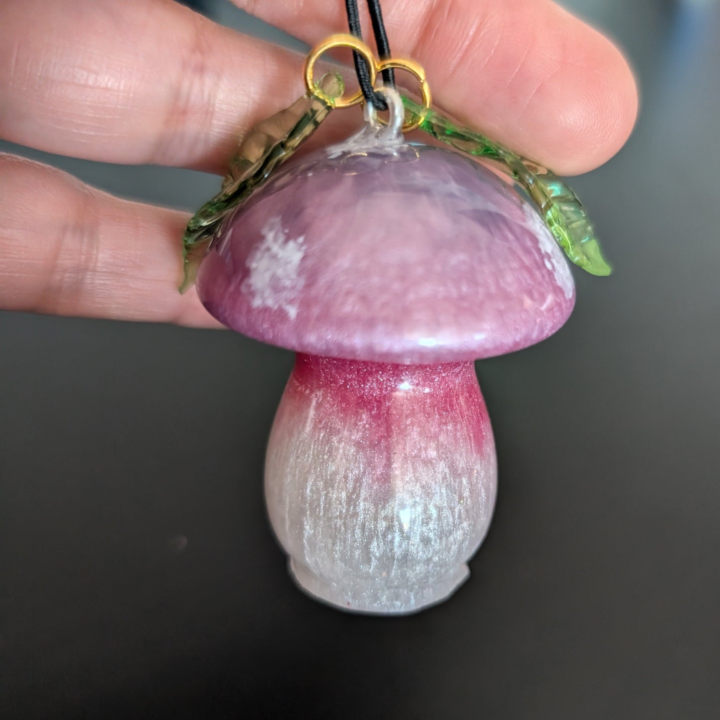 Car Ornaments - Resin mushroom A with acrylic leafs