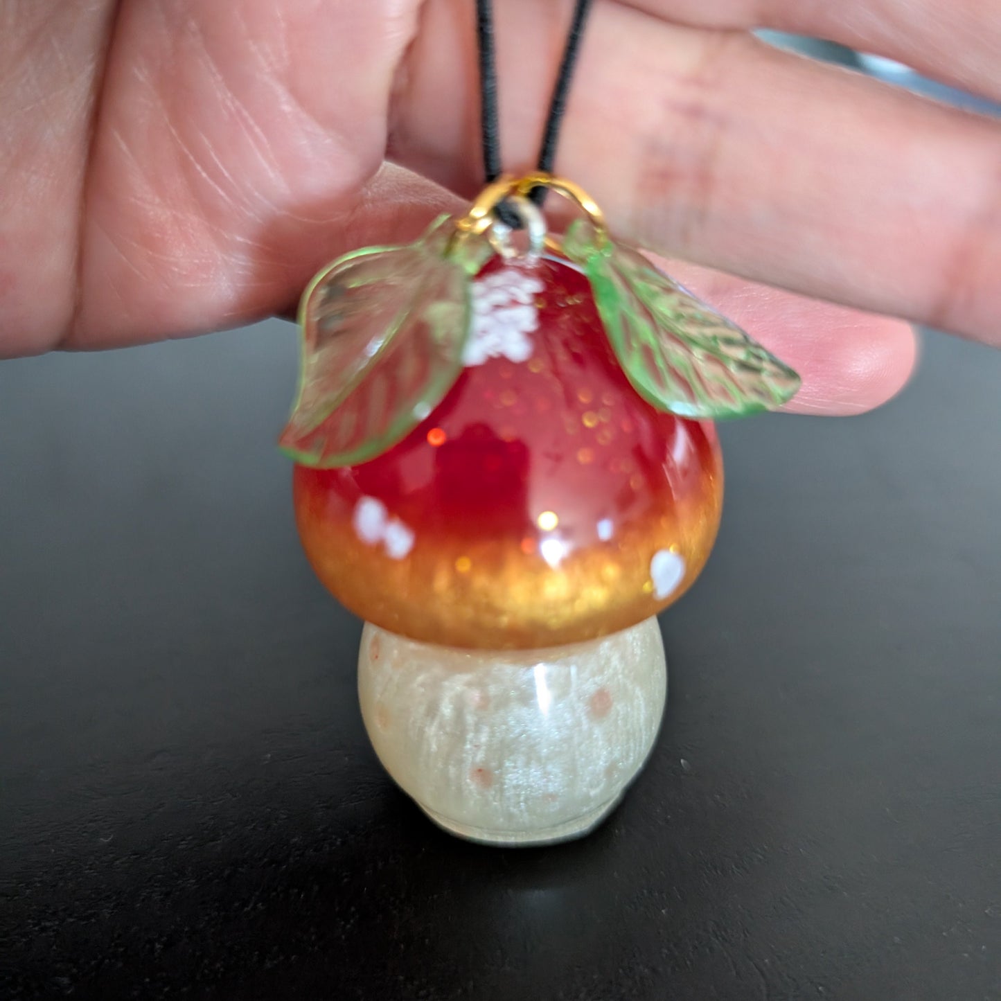 Car Ornaments - Resin mushroom B with acrylic leafs