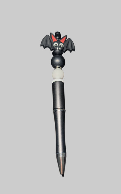 Pen -Bat silicon beaded acrylic pen (black ink)