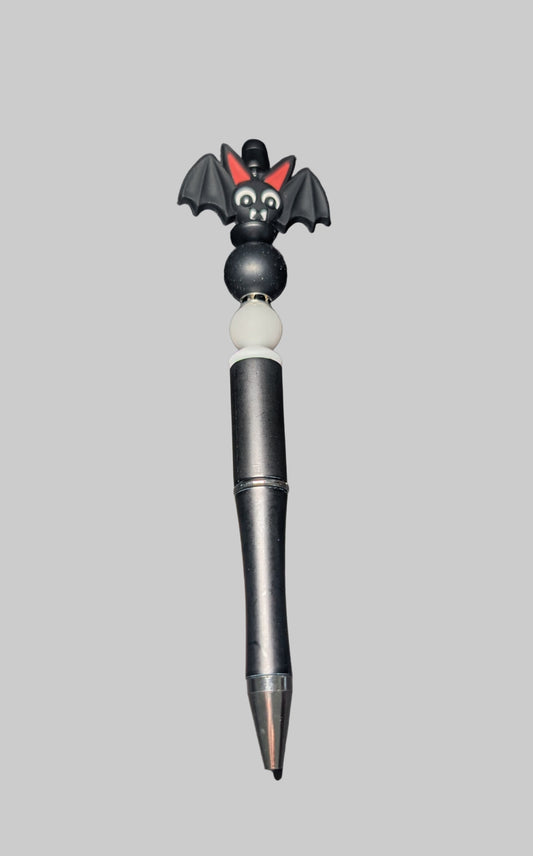 Pen -Bat silicon beaded acrylic pen (black ink)