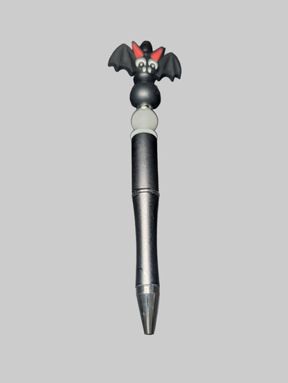 Pen -Bat silicon beaded acrylic pen (black ink)