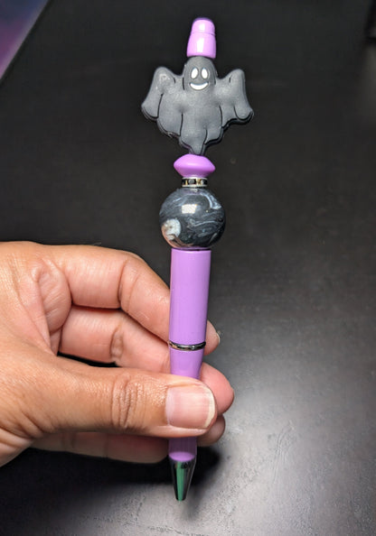 Pen -Ghost silicon beaded acrylic pen (black ink)