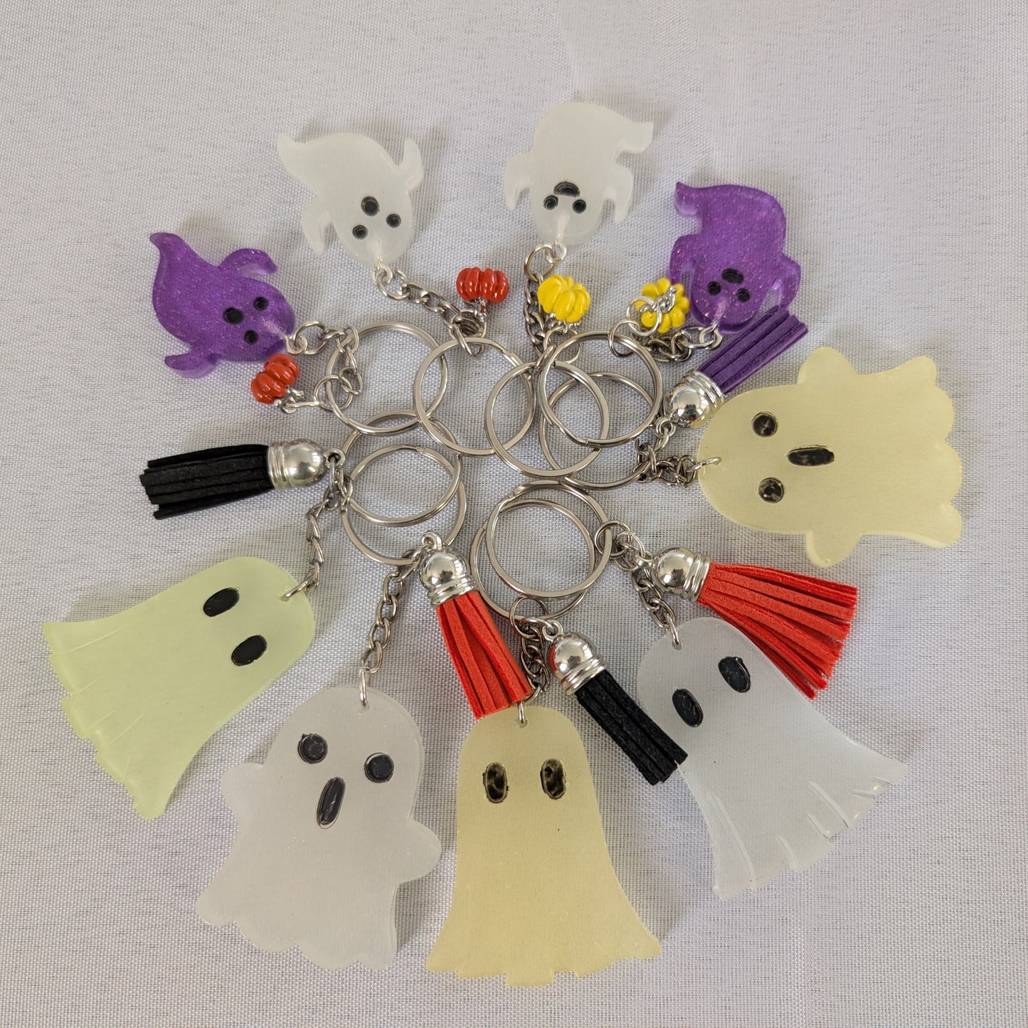 Keychain - Resin ghost with acrylic tassel