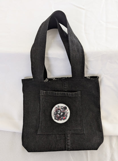 Black Jean Bag with Jack & Sally Patch