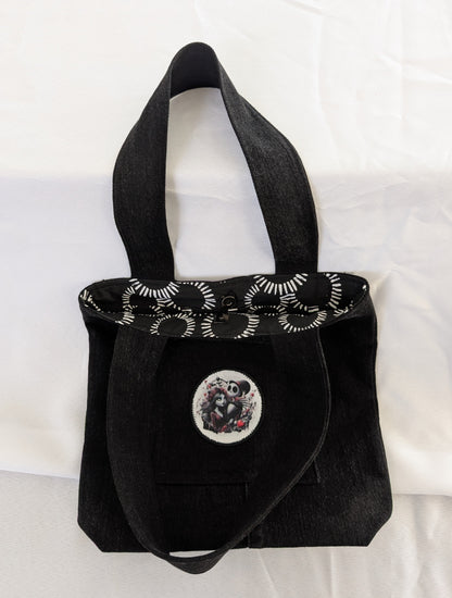 Black Jean Bag with Jack & Sally Patch