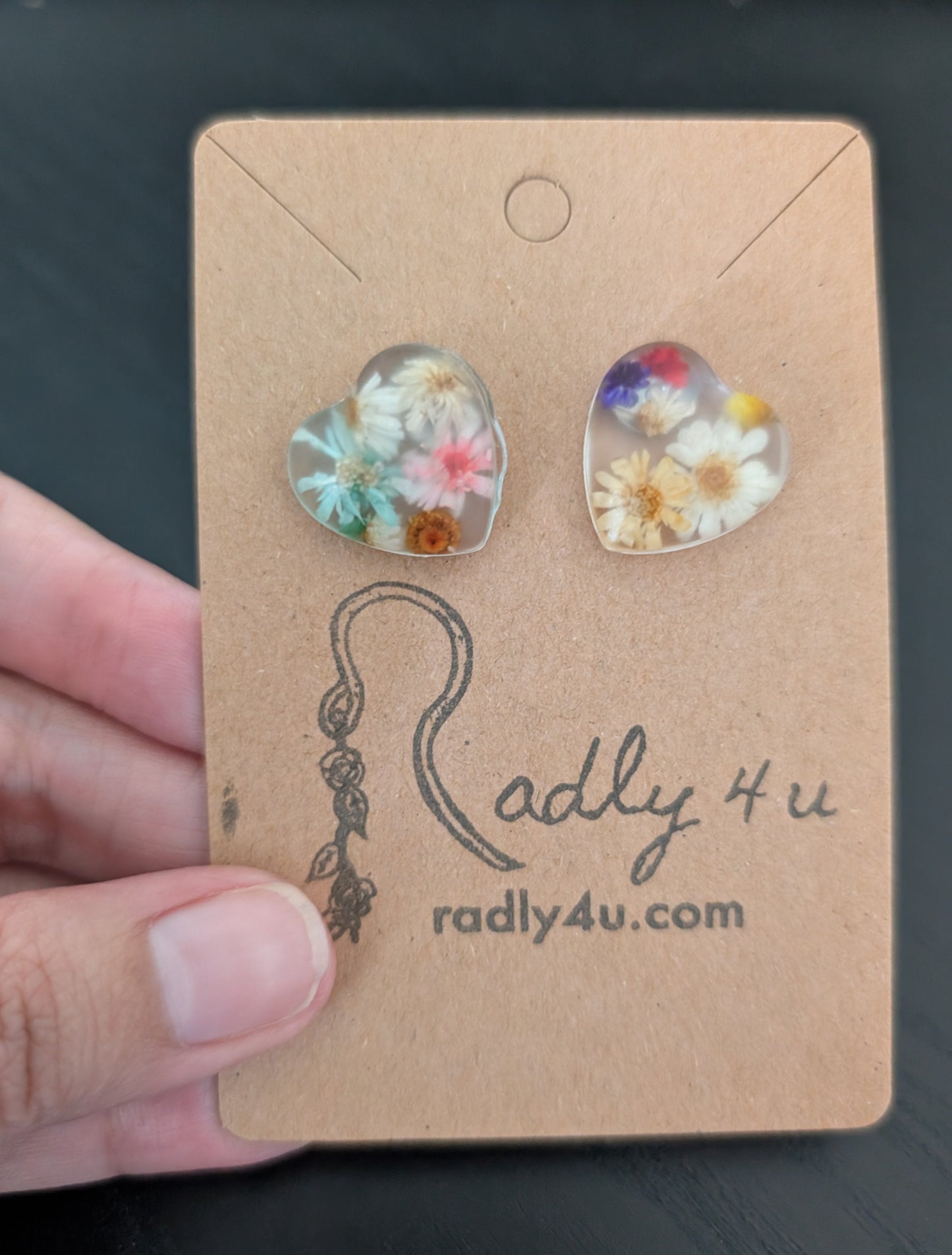 Earrings - 3D Dried flowers Resin on post