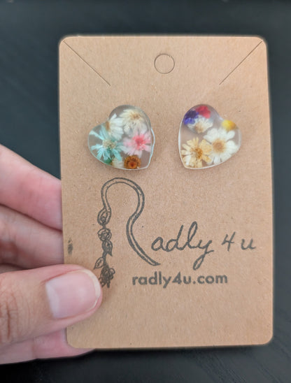 Earrings - 3D Dried flowers Resin on post