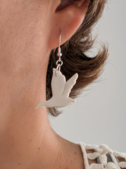Earrings - Polymer Clay Goose on 925 sterling silver hook