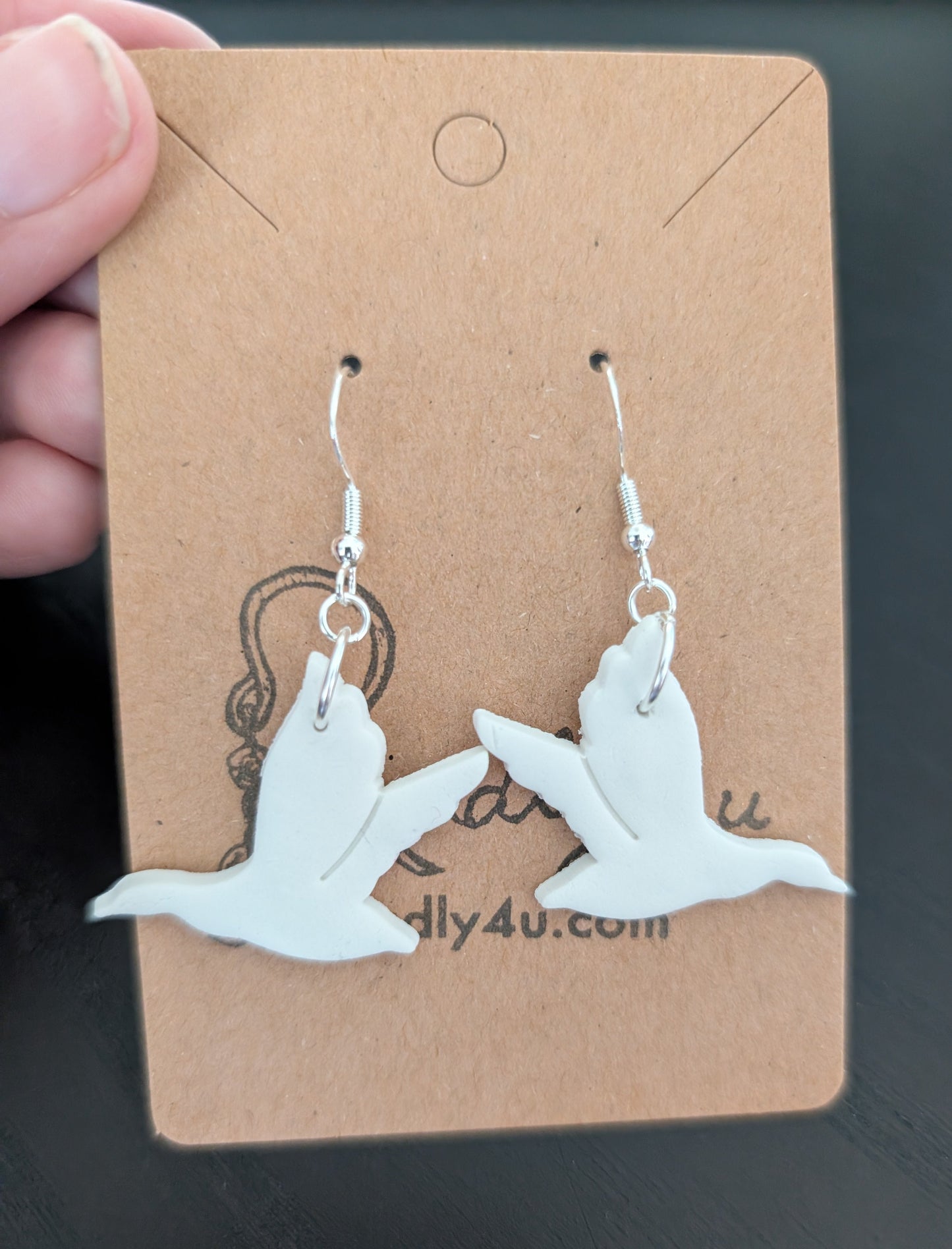 Earrings - Polymer Clay Goose on 925 sterling silver hook