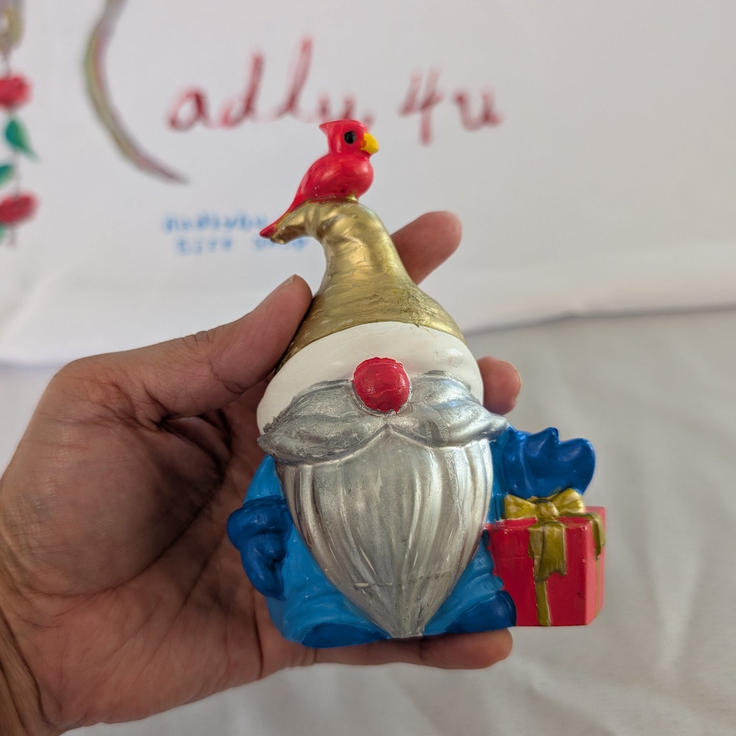 Knickknack - Resin Gnome with bird