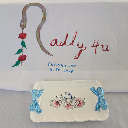 Knickknack - Resin rectangle trinket tray with bows