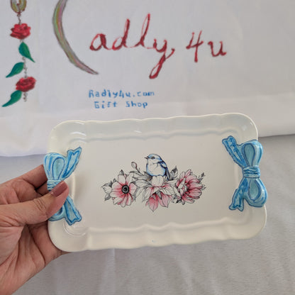 Knickknack - Resin rectangle trinket tray with bows