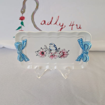 Knickknack - Resin rectangle trinket tray with bows