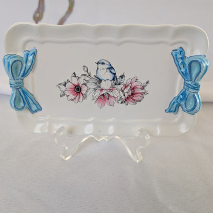 Knickknack - Resin rectangle trinket tray with bows