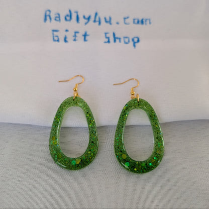Earrings - Resin open teardrop on silver hook