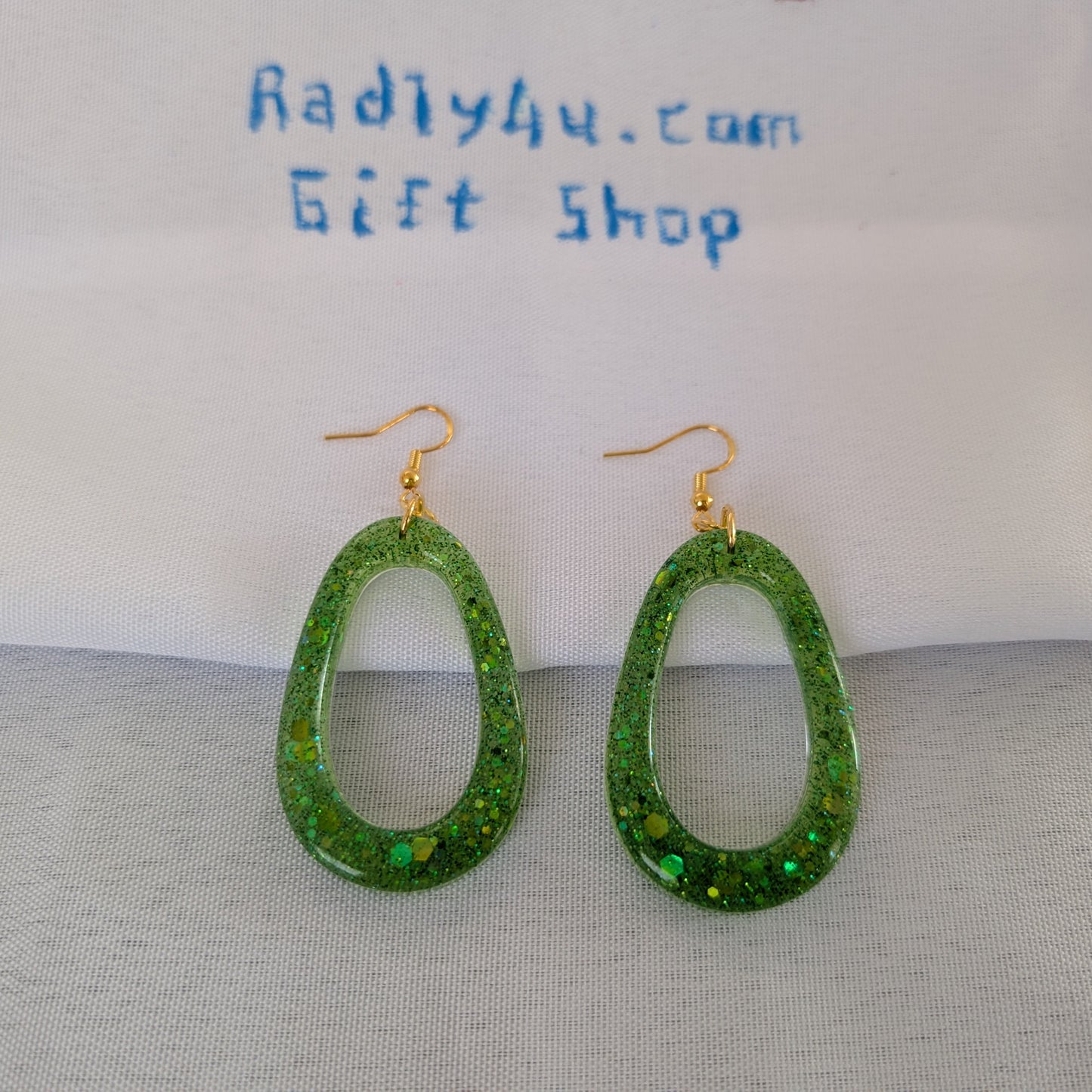 Earrings - Resin open teardrop on silver hook