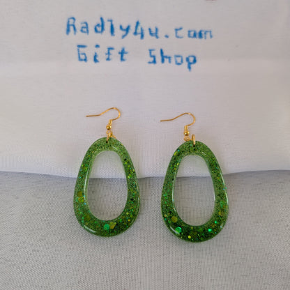 Earrings - Resin open teardrop on silver hook