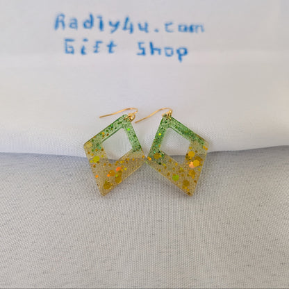 Earrings - Resin diamond shape on hook