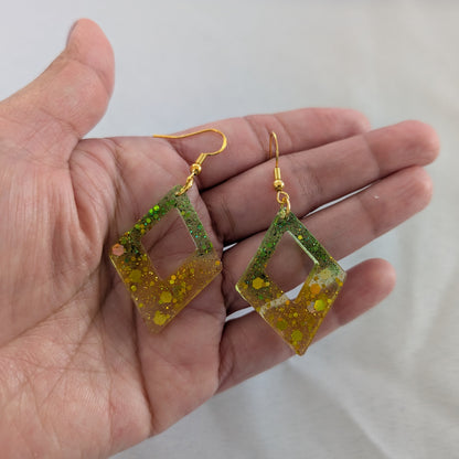 Earrings - Resin diamond shape on hook