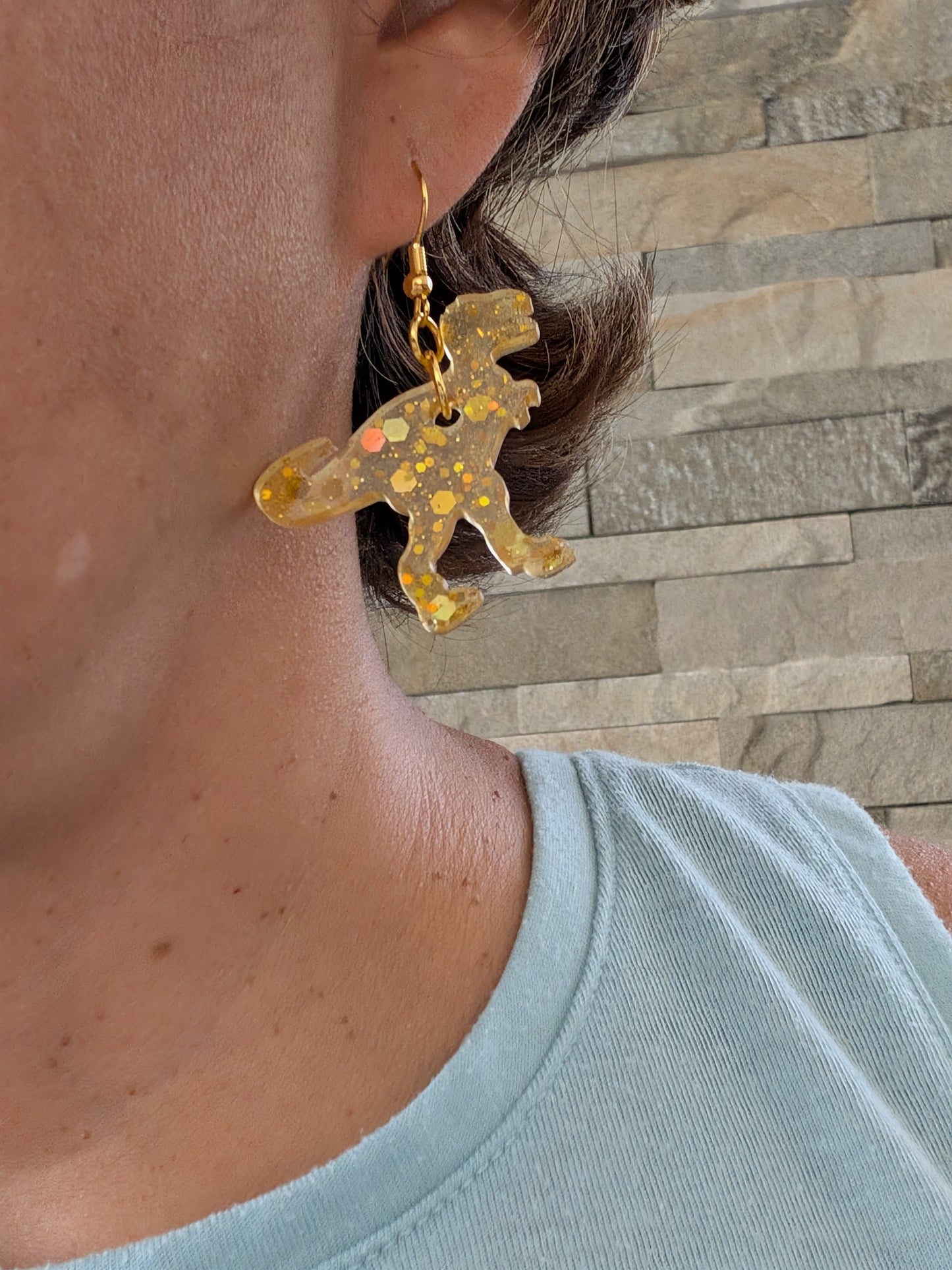 Earrings - Resin dinosaur on hook